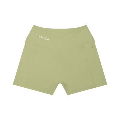 Cha shorts 茶— High Rise Pocket Yoga Shorts